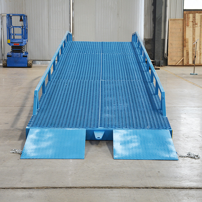 Qiyun loading ramp 10t mobile container forklift loading yard ramp hydraulic hand control for port use