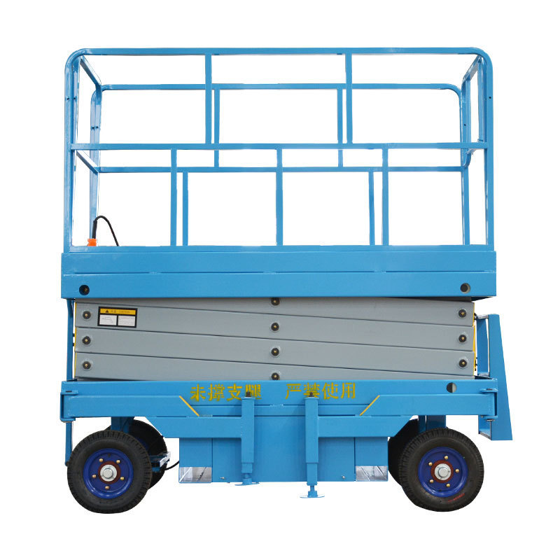 Qiyun kinglift 500kg scissors lifter mobile lifting platform hydraulic lifter 14m with manual movement