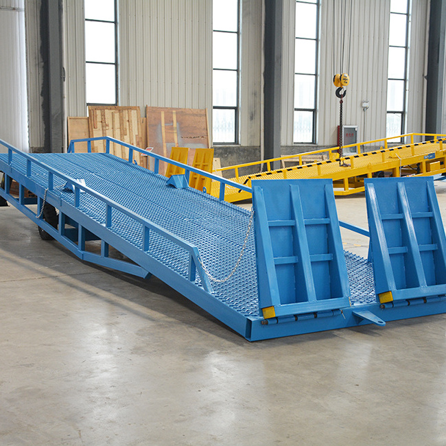 Qiyun loading ramp 10t mobile container forklift loading yard ramp hydraulic hand control for port use