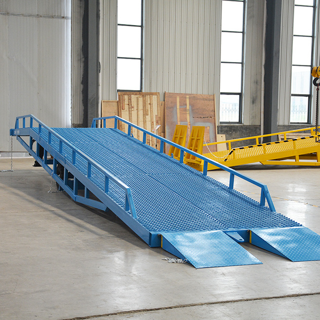 Qiyun loading ramp 10t mobile container forklift loading yard ramp hydraulic hand control for port use