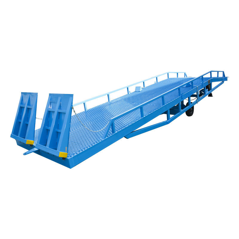 Qiyun loading ramp 10t mobile container forklift loading yard ramp hydraulic hand control for port use