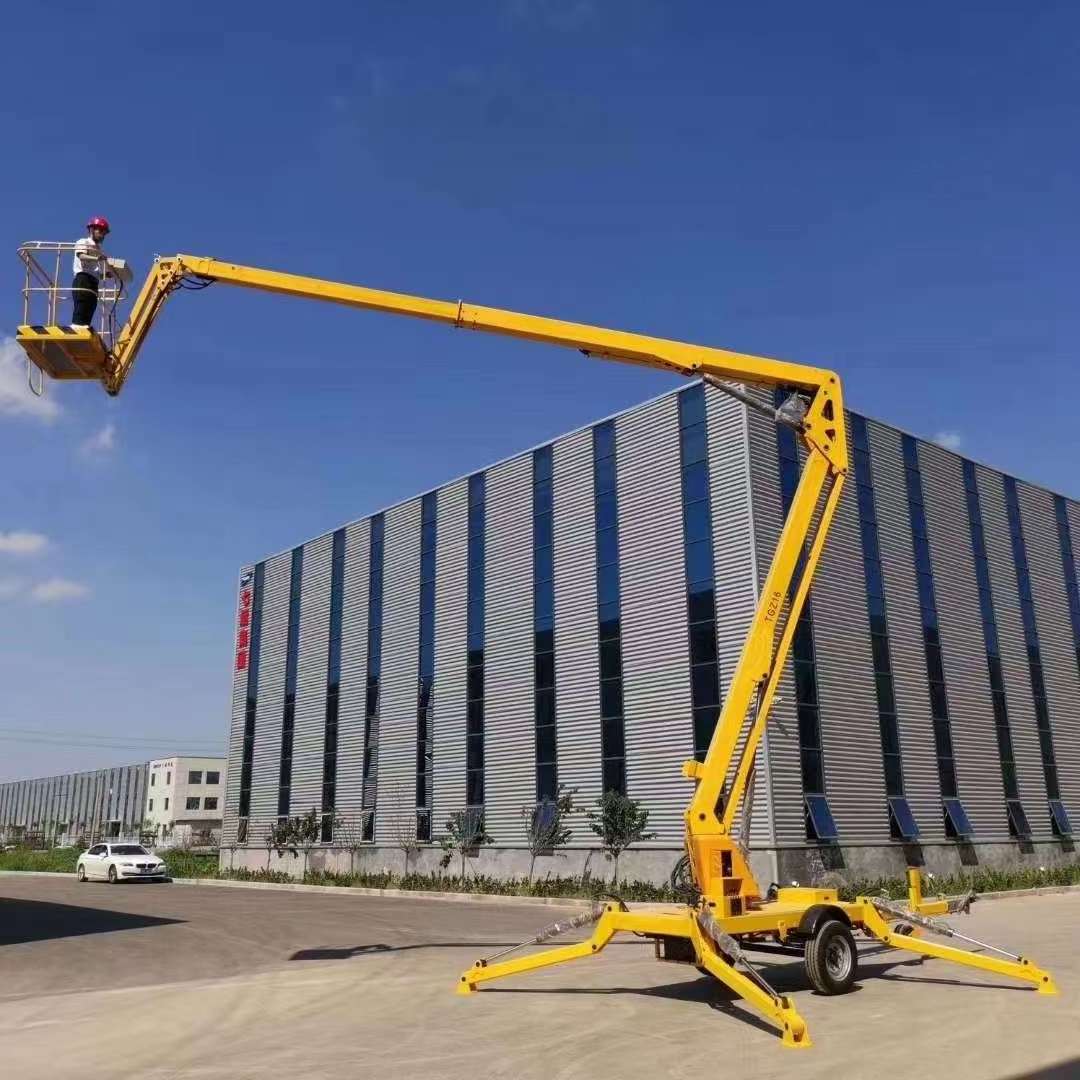 Qiyun  Factory Supplier Hydraulic Towable Trailer Boom Man Lift Cherry Picker Spider Platform for Sale ISO9001/CE 10-20m