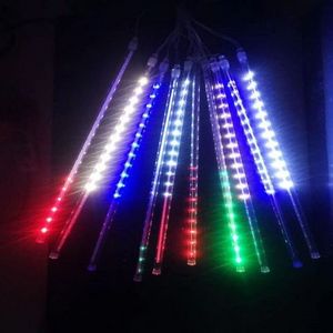 Remote Timer Battery Operated LED Meteor Shower Rain Lights Waterproof Drop Icicle Snow Falling Raindrop 30cm 8 Tubes Cascading