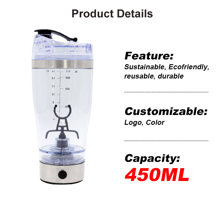 New products 450ml Automatic Coffee cup Stainless Steel Self Stirring Gym Sport Water Bottle Electric Protein shaker Bottle