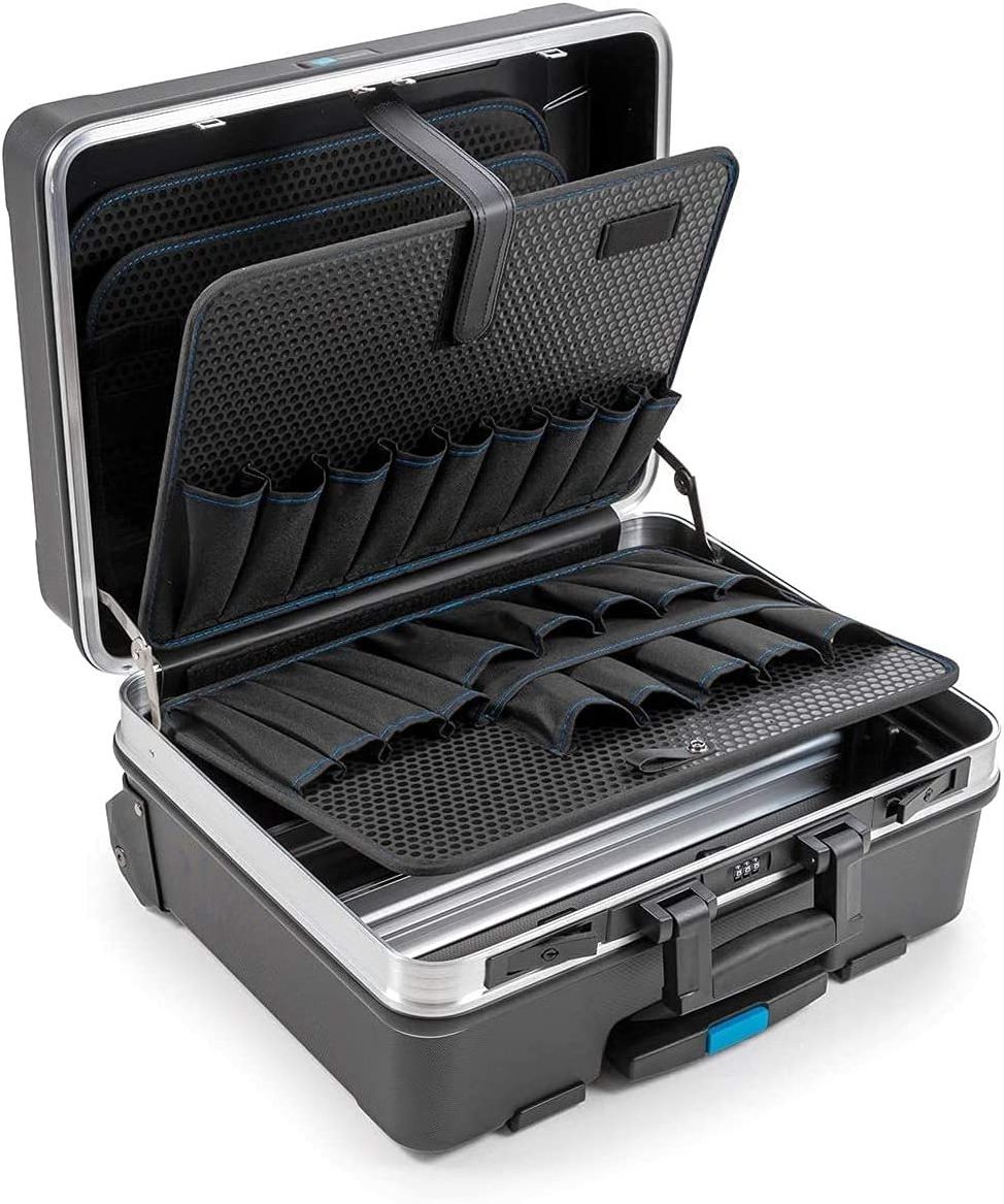 Aluminum Carrying Case  with lock Portable Wheeled Rolling Tool Case Box with Pocket Boards