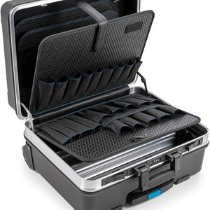 Aluminum Carrying Case  with lock Portable Wheeled Rolling Tool Case Box with Pocket Boards