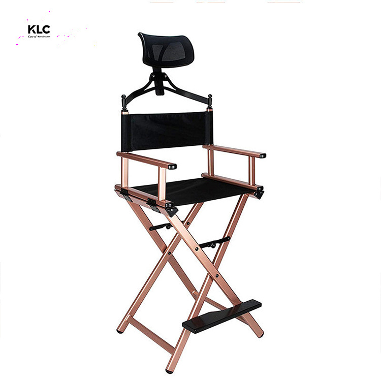 Professional rose gold folding aluminum make up director chair to sit on