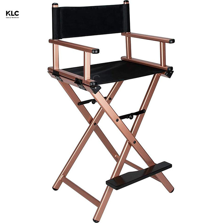 Professional rose gold folding aluminum make up director chair to sit on