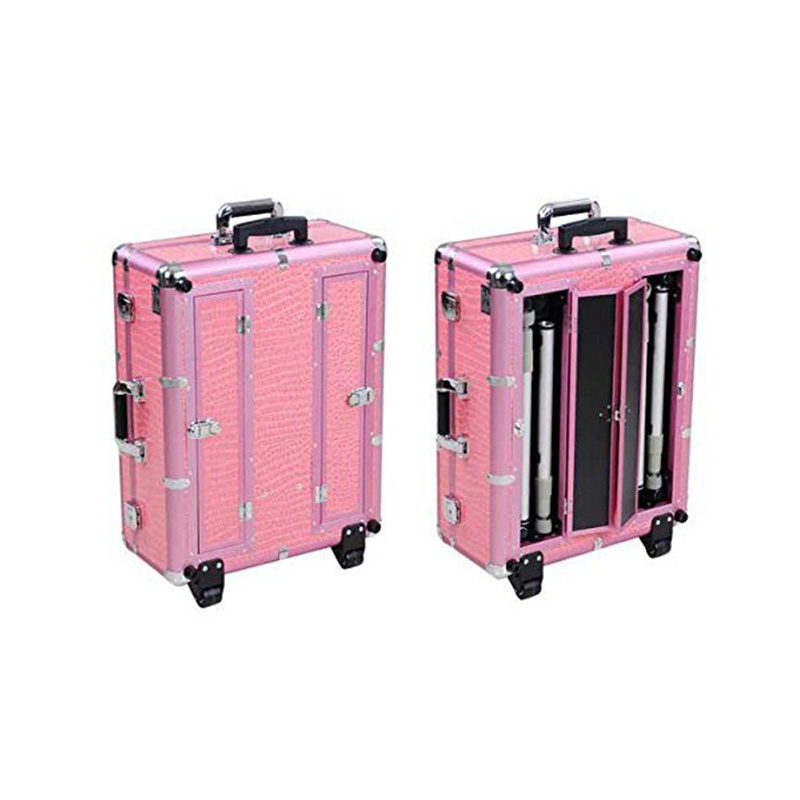 Pink Pro Rolling Studio Cosmetic Makeup Case with Light