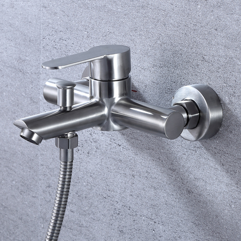 Wall Mounted 304 Stainless Steel Bathroom Hand Shower Faucets Set Bathtub Shower Mixer Set with Hand Shower