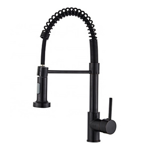 Pull Down Sprayer Commercial Industrial Spring Single Handle Matte Black Kitchen Faucet for RV Kitchen Sink