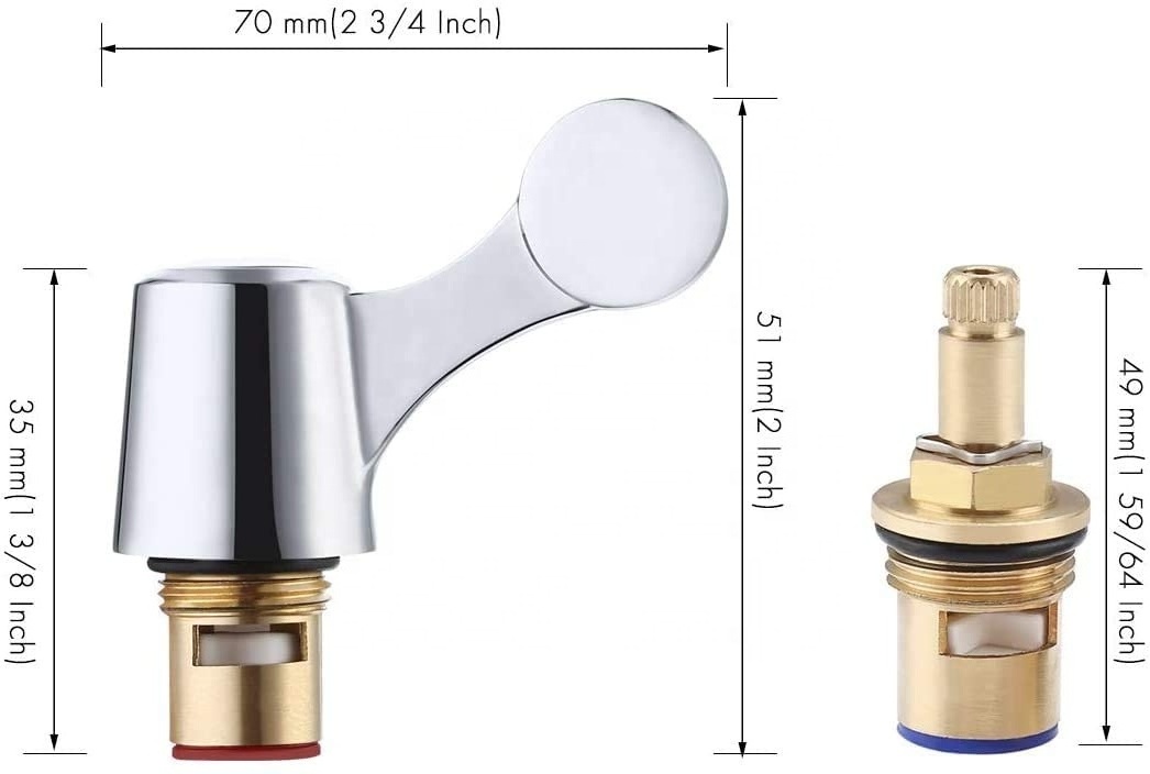 Kinglions 1Pair Mixer Tap Cartridge, 20 Gears Quarter Turn Tap Valves with Metal Lever Heads for Kitchen Bathroom Faucet