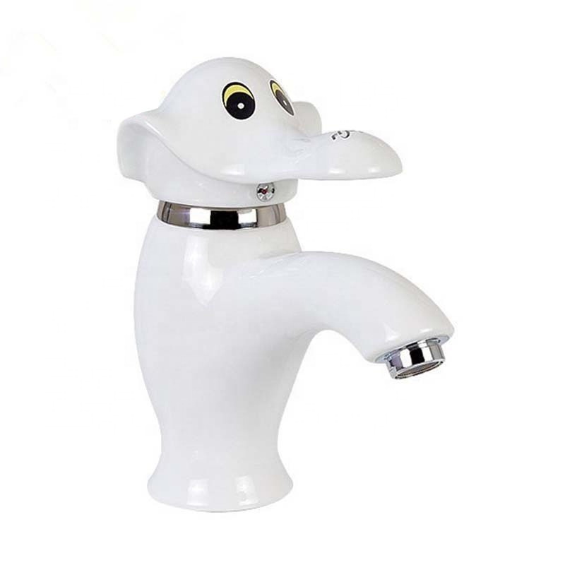 Kinglions Bathroom Basin Faucet Elephant Shape Cute Type for Children Ceramics Brass Hot / Cold Water Mixer Tap for Vessel Sink