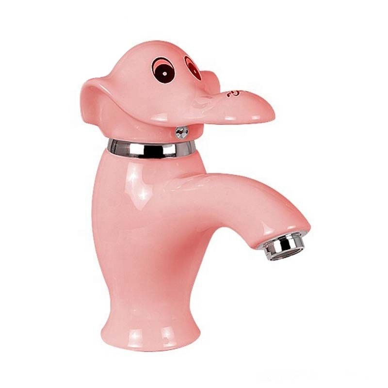 Kinglions Bathroom Basin Faucet Elephant Shape Cute Type for Children Ceramics Brass Hot / Cold Water Mixer Tap for Vessel Sink