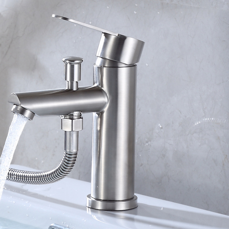 Kinglions Bathroom Basin Faucet Single Handle Sink Mixer Tap with Shower Head Cold Hot Water Tap Valve Nozzle BathTub Tap