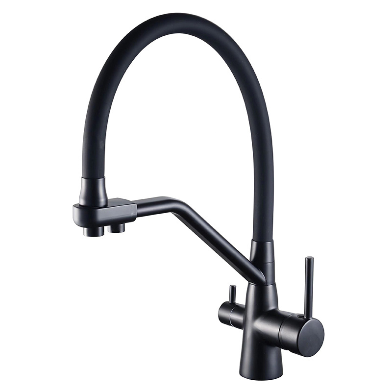 Kinglions Modern Copper Faucet Kitchen Silica Gel Exhalent Siphon Deck-mounted Kitchen Sink Water Purifier Kitchen Faucet