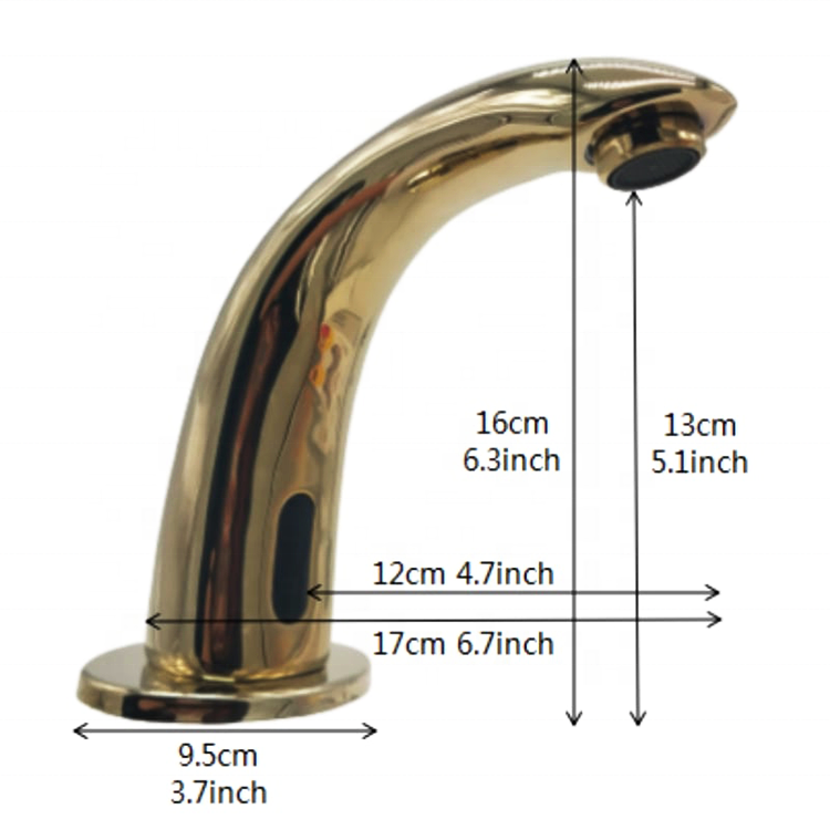 Stainless Steel 304 Smart Gold Water Faucet Golden Touchless Automatic Infrared Sensor Water Save Faucet