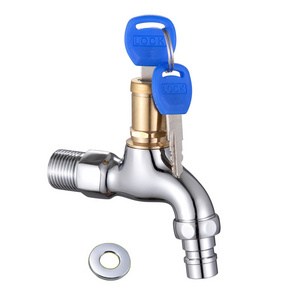 G1/2 Anti-theft Faucet Water Tap with Lock Key Brass Body Single Hole Key Switch Faucet for Kitchen Outdoor Garden