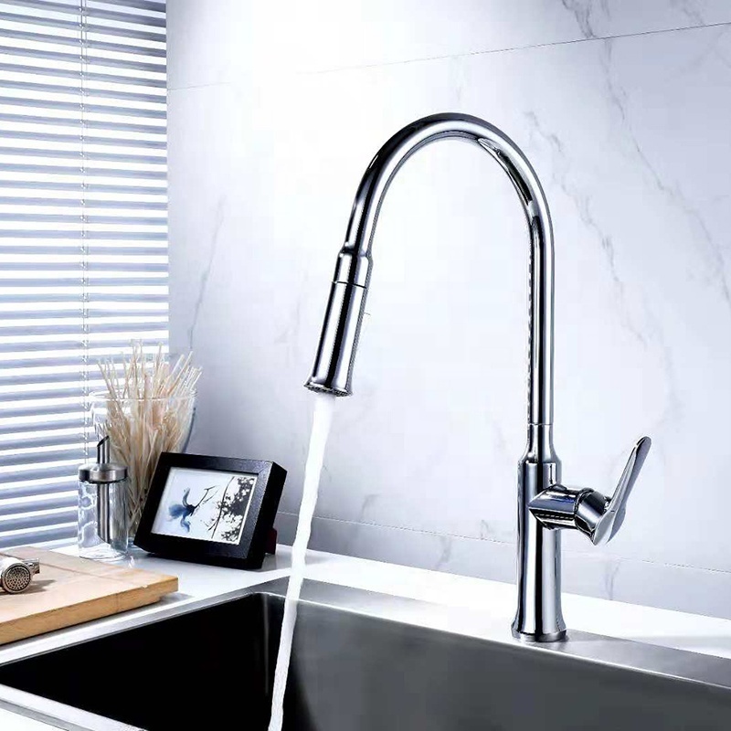 High End Kitchen Sanitary Pull down Kitchen Faucet Zinc Sink Faucet With Sprayer