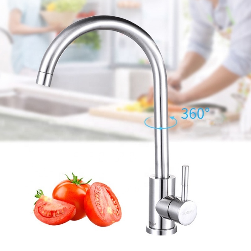 KINGLIONS Factory Price 304  Inox Fauset grifo Taps Brushed Stainless Steel Kitchen Sink Faucet