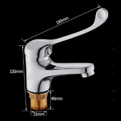 Hospital Laboratory Deck Mount Single Hole Taps Brass Long Handle Medical Faucet Elbow Touch Basin Water Faucet