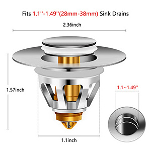 KINGLIONS Upgraded Stainless Steel Pop Up Basin Drain Stopper Anti Clogging Bathtub Drain Stopper with Filter Basket for Drain