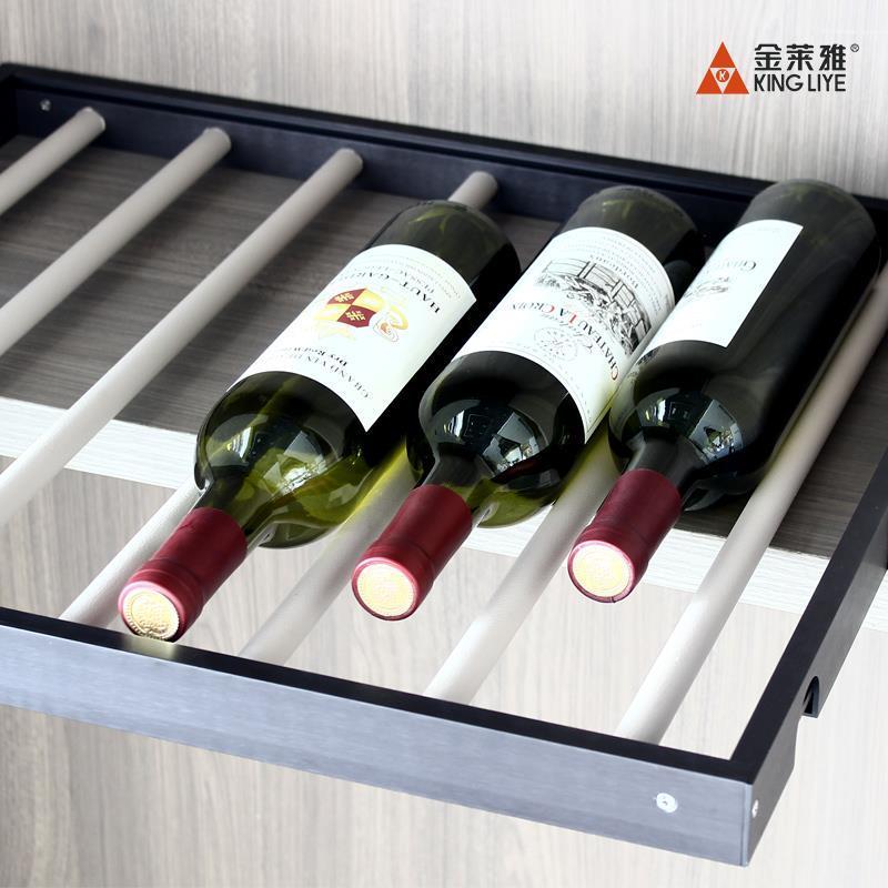 Luxury Custom Size Wine  Display Cabinet Shelf  Glass Wine Racks  Deep Gray Black Color