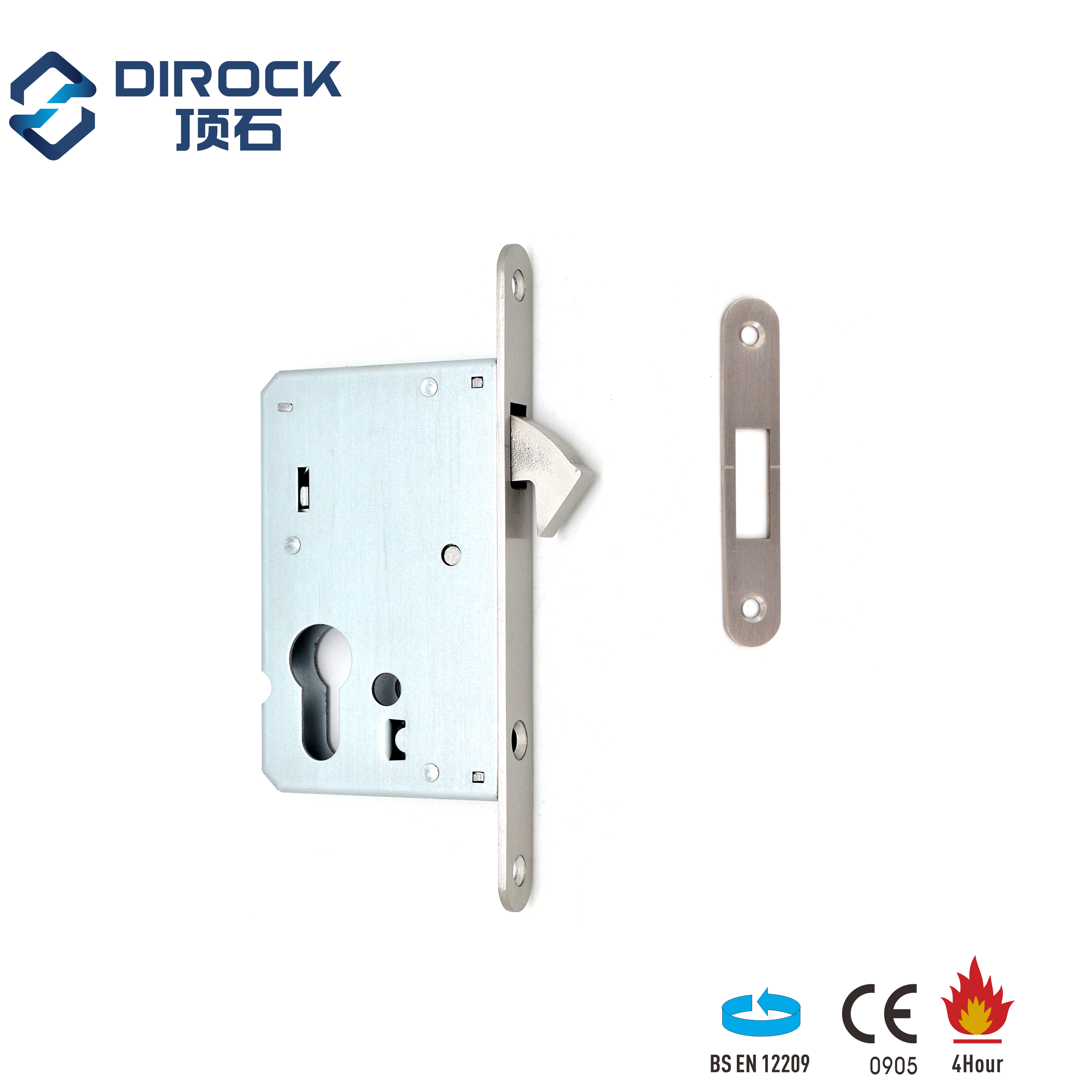 stainless steel 304  hook lock for sliding door, 50mm backset mortise hook lock