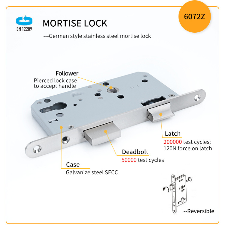 Heavy Duty Door Lock Round Strike Plate Double Sided Stainless Steel Handle Lock Mortise Door Handle Lock Set