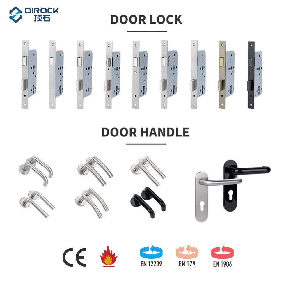 Heavy Duty Door Lock Round Strike Plate Double Sided Stainless Steel Handle Lock Mortise Door Handle Lock Set