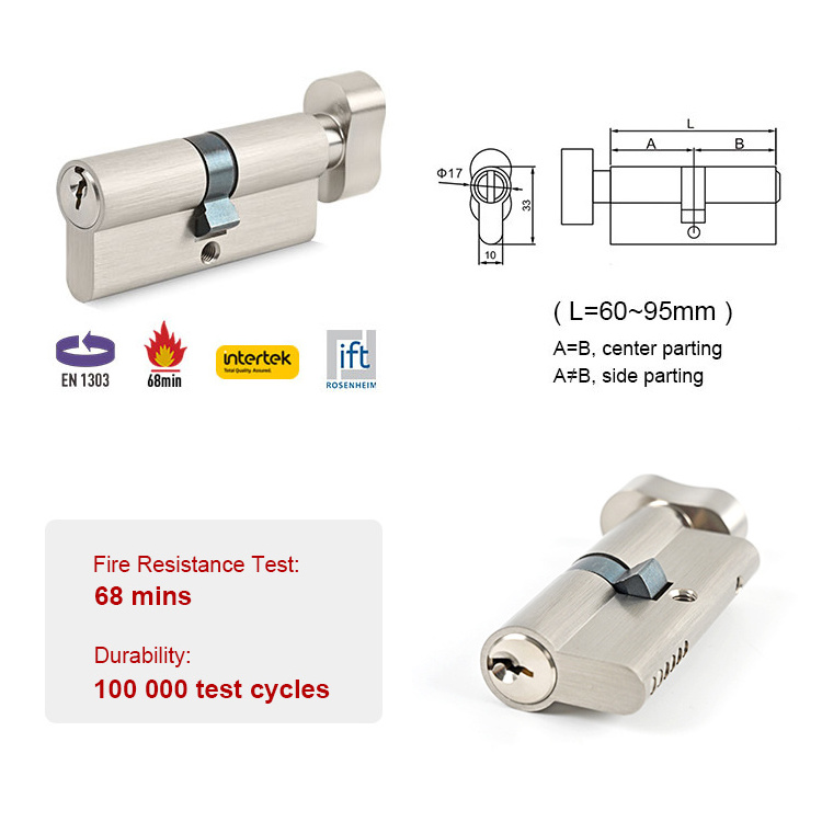 Euro Profile EN1303 80mm Thumb Turn Lock Cylinder