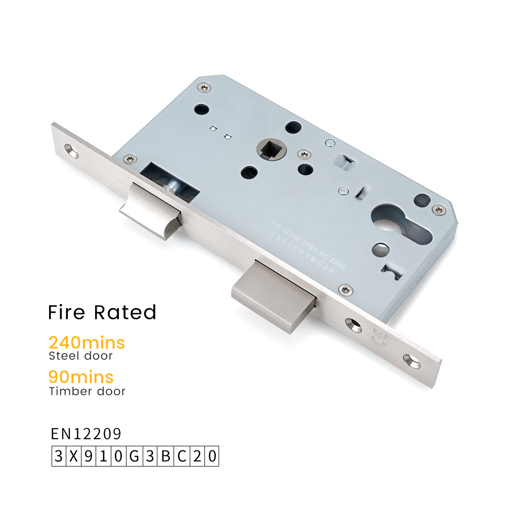 CE Certification EN12209 DIN18251 8072Z Fire Rated European Mortise Lock 80mm Backset