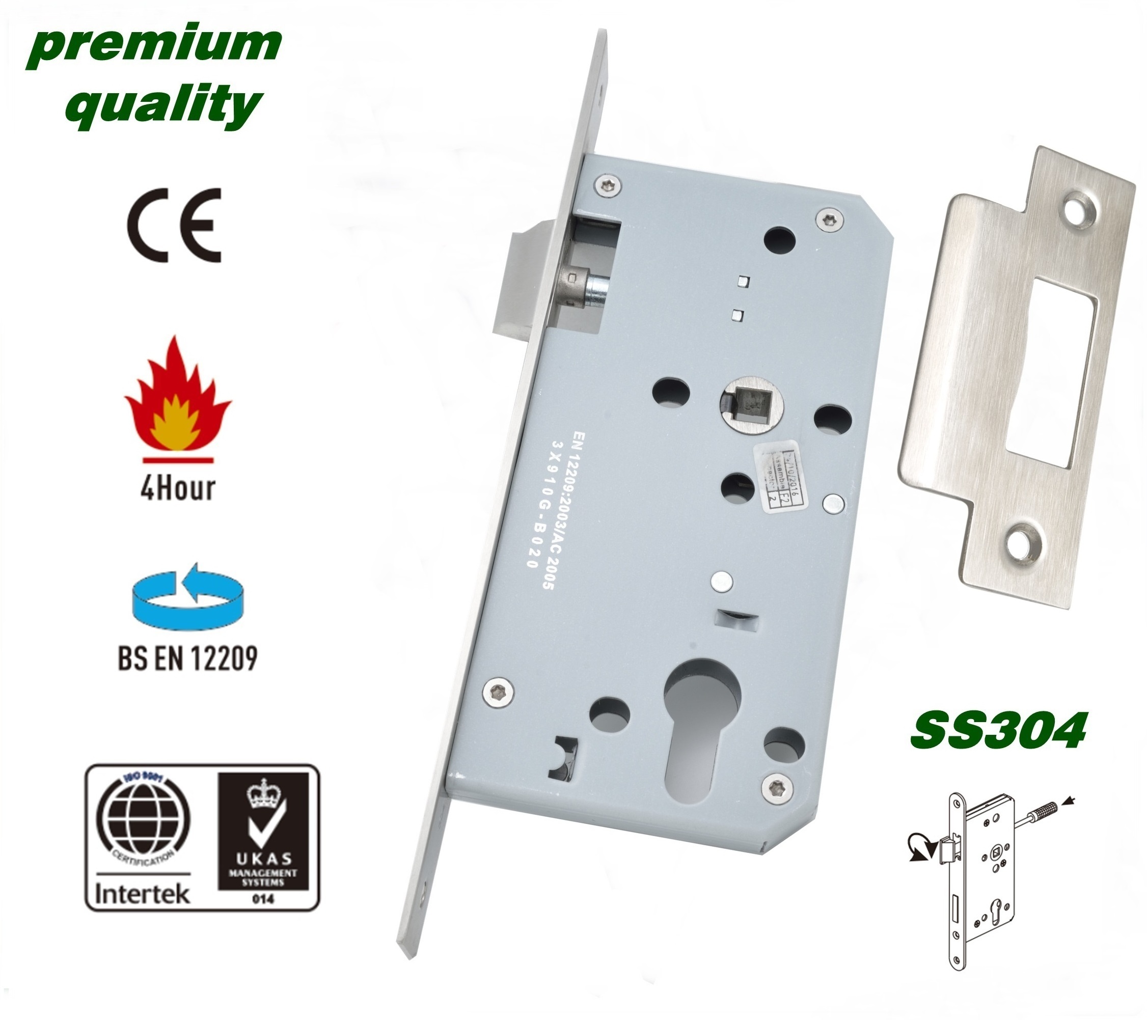 Higrade Lever Operated Euro Profile Latch Only Mortice Lock Mortise Sash Lock 5572ZL