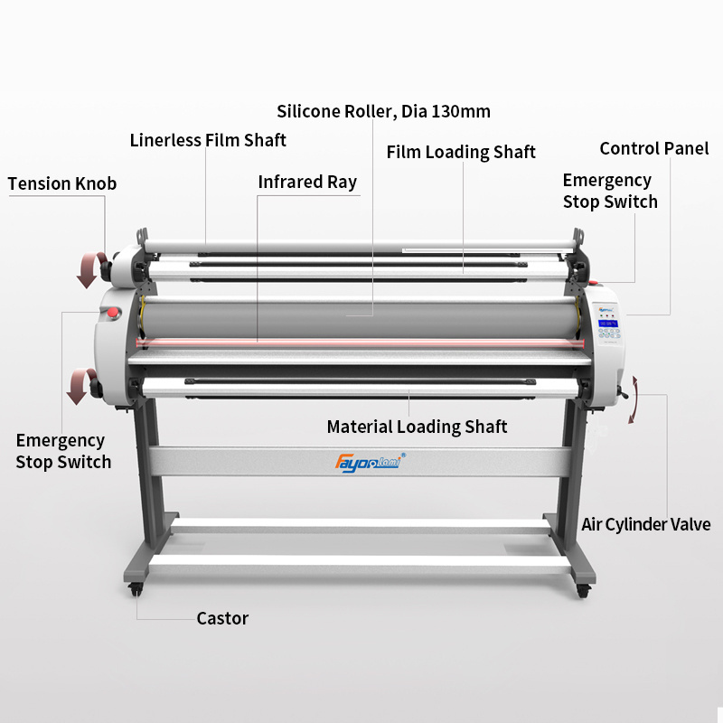 Fayon 64 inches 1620mm large format cold laminator machine FY1600DA roll to roll laminator