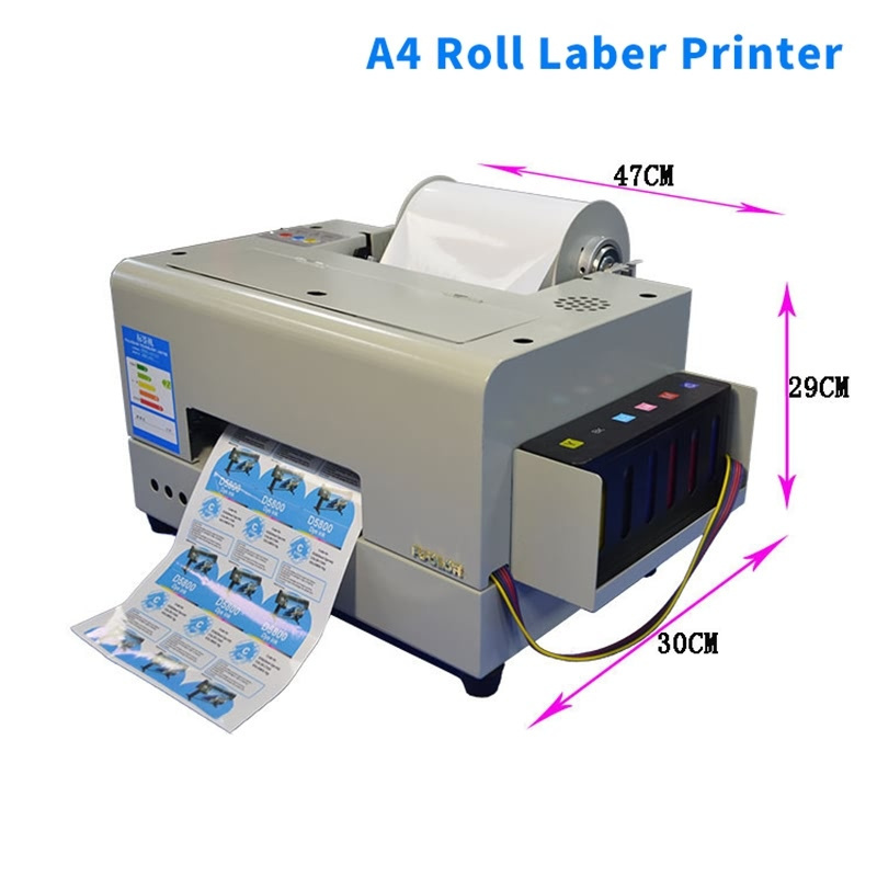 Color Roll Label Printer A4 Automatic Digital Inkjet Bottle Label Printer Water Proof Sticker Label Maker Machine