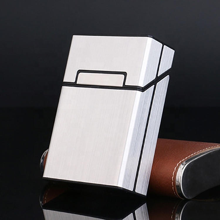 Arrivals Metal Cigarette Case Locking Brushed Aluminum Alloy Custom Side Opening Cigarette Box