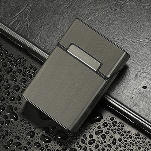 Arrivals Metal Cigarette Case Locking Brushed Aluminum Alloy Custom Side Opening Cigarette Box