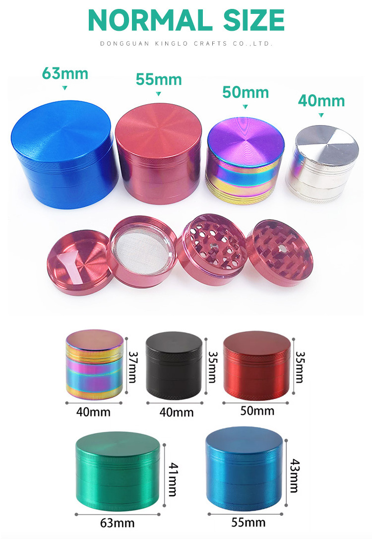 Smoking Accessories Grinder Zinc Alloy Custom Moedor De Ervas Crusher Herb Grinder 63MM Tobacco Grinder