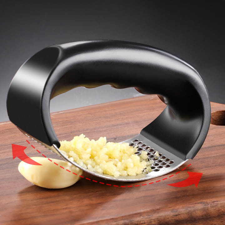 Wholesale Multifunctional Garlic Tool Stainless Steel Garlic Mincer Press Garlic Press Crusher With Black Handle Small