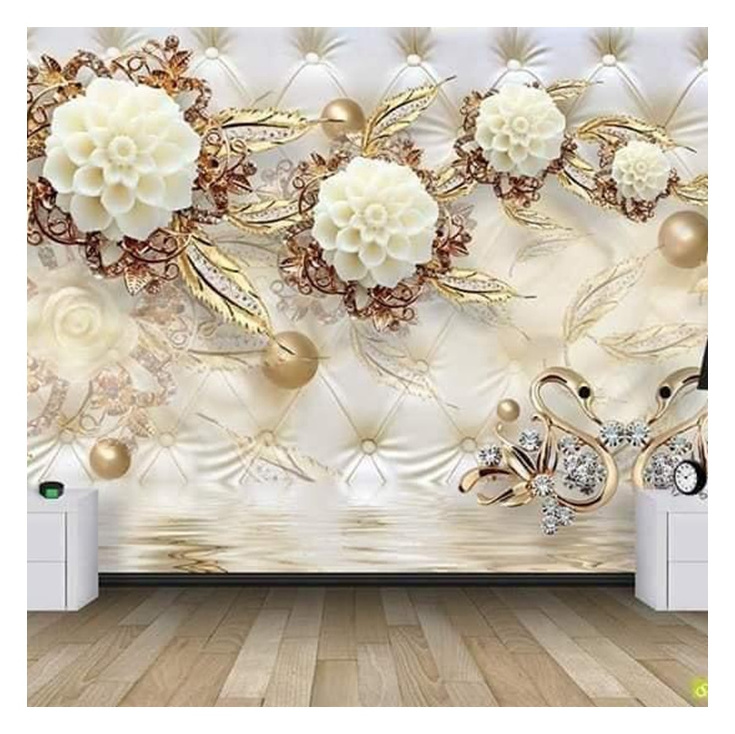 China Customized wall mural 3D 5D 8D 16D embossed wall decoration for home TV background