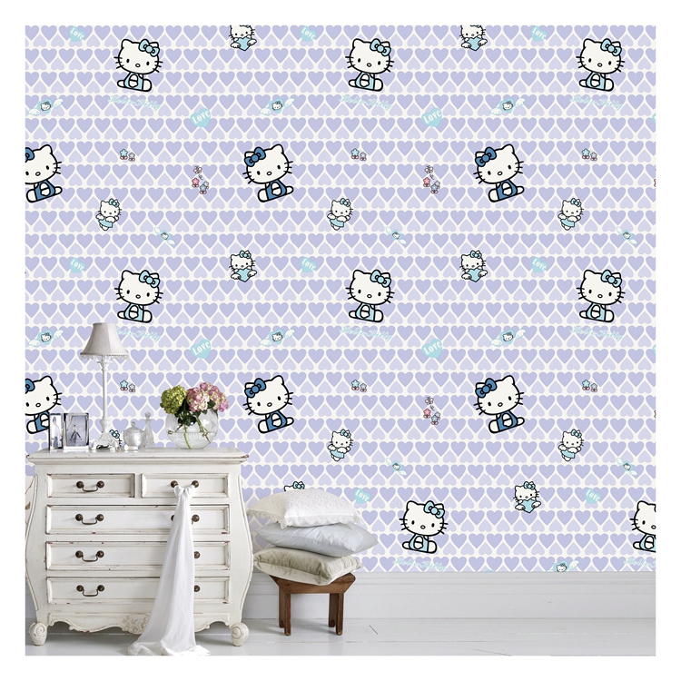 Cartoon hello kitty baby  children room wallpaper home decoration kids 3D pvc /vinyl  wallpaper