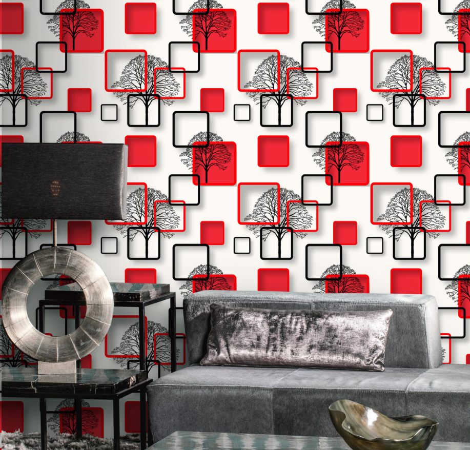 Stereo geometry square pattern wallpaper retro simple living room wallpaper for home deco