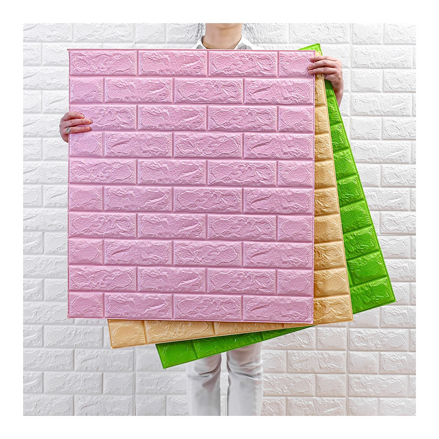 colourful Self adhesive foam wall sticker 3d brick wall sticker paper home decor