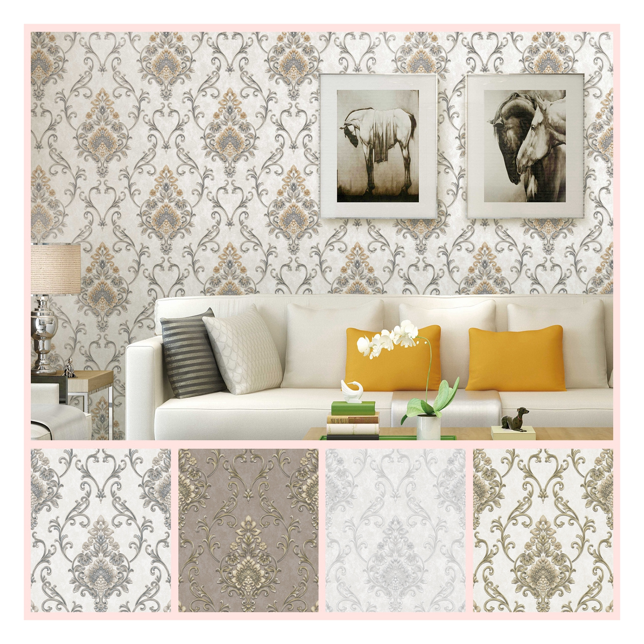 Designs 3d damask pvc wallpaper home wallpapers wall coating decorative wallpaper manufacturer