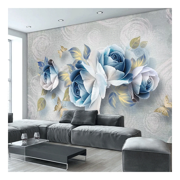 18D 16D 8D luxury High-quality decorative 3d 8d mura lflower wallpaper murals house