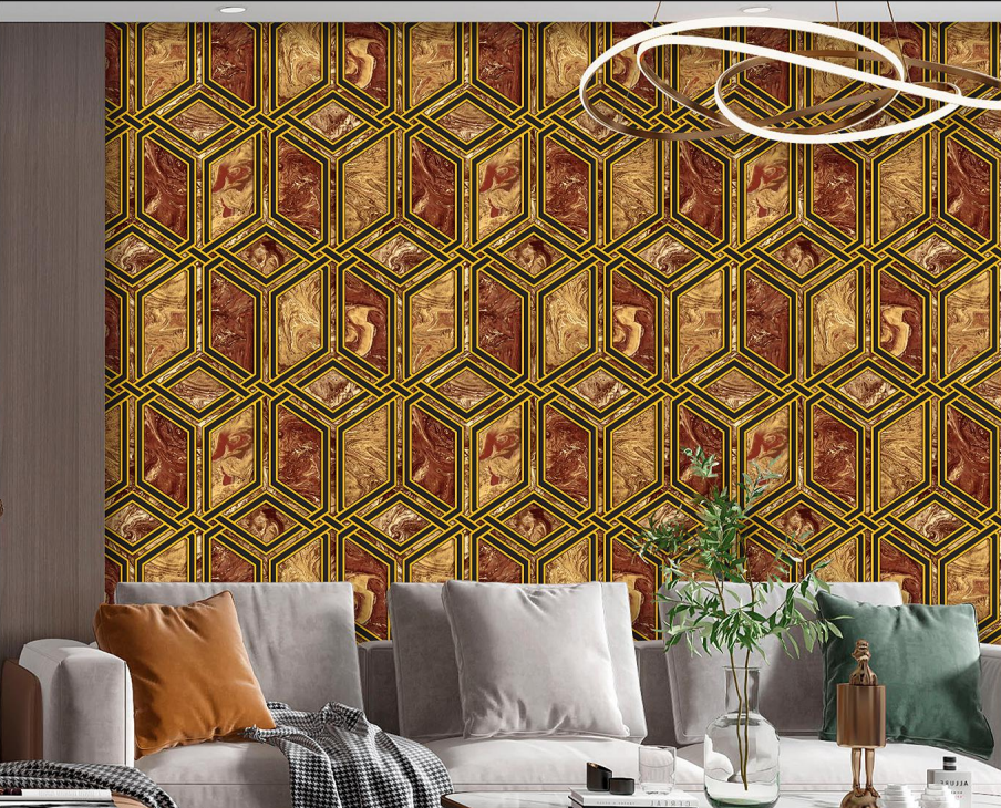 New designs Deep embossed pvc Metallic wallpaper 3d, Geometric abstract wallpaper rolls