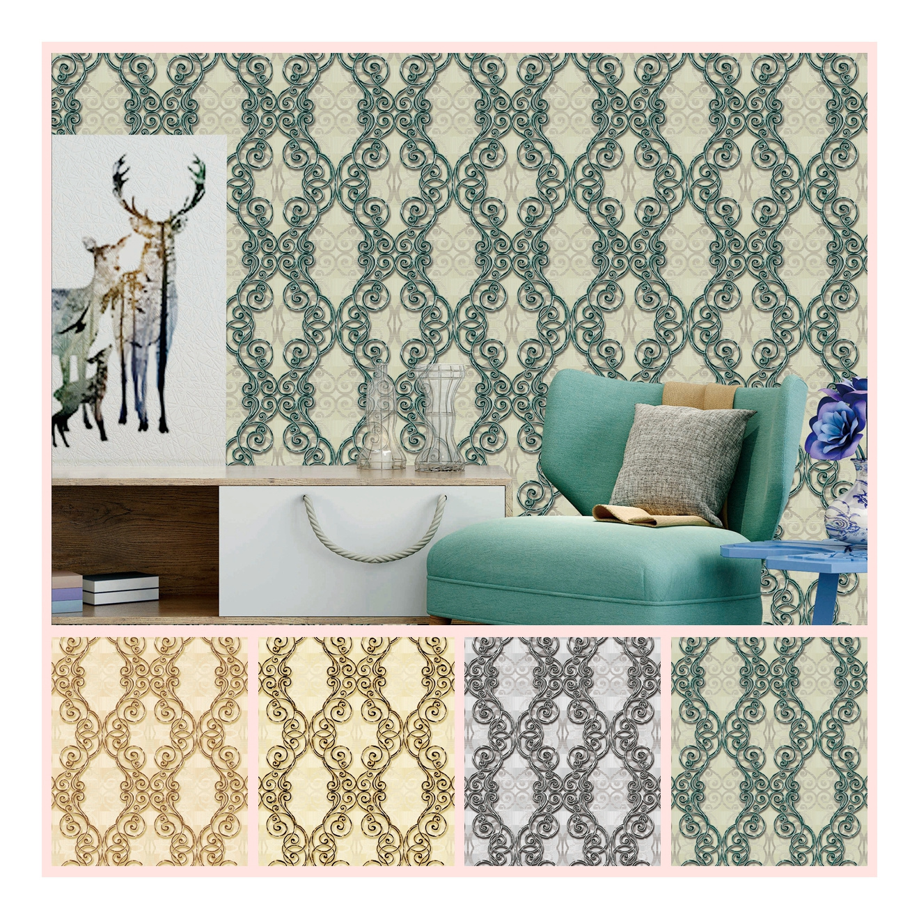 High quality wallpaper rolls cheap price 3d pvc wallpaper for decoration wall paper for walls