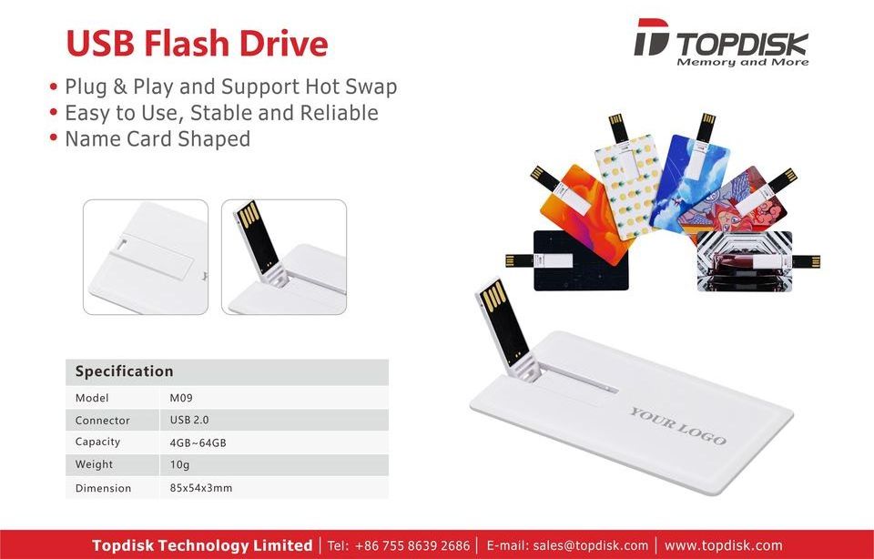 Business Card USB 2.0 Full Color Printing Popular Gift Advertising 8GB Plastic Pendrive 16GB Credit Card USB Flash Drive