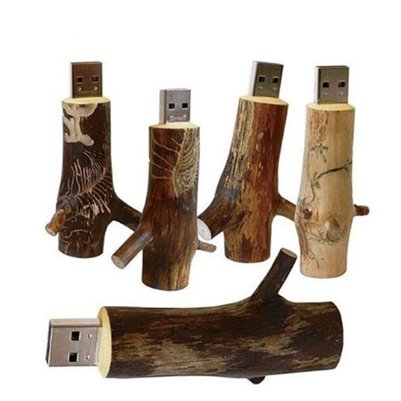 Newest Novelty Flash disk Wooden model usb 2.0 branch memory stick pendive 8GB 16GB 32GB thumb drive U disk mini gift