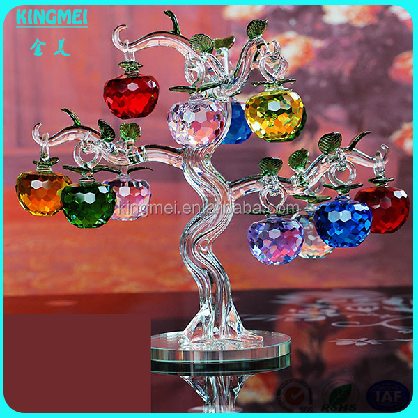 China custom made k9 red crystal apple tree for home decoration